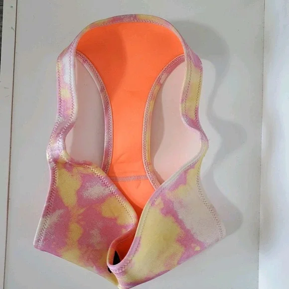 TRIANGL Women's Small Swim Bikini Bottoms Tie Dye Pink Orange Neon Neoprene - Picture 6 of 8